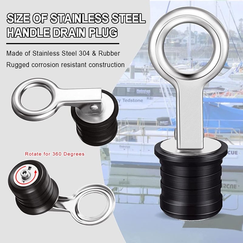 Gaderth Drain Plug 3/4-inch, 1-inch or 1-1/4-Inch Snap, Drain Plug Twist-Turn Marine Boat Drain Plugs, Stainless Steel Snap Snap Handle with Rubber Boat Drain Plug Stainless steel19mm - Image 3